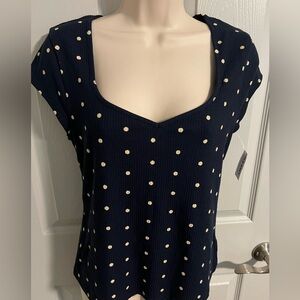 Women’s Old Navy Polka Dot Tee , Navy Blue, Size Large